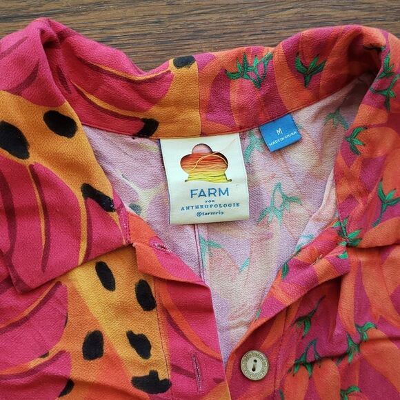 NWOT FARM Rio Contrast Hot Chili Peppers and Palm Leaves Banana Romper size Med - Picture 3 of 7